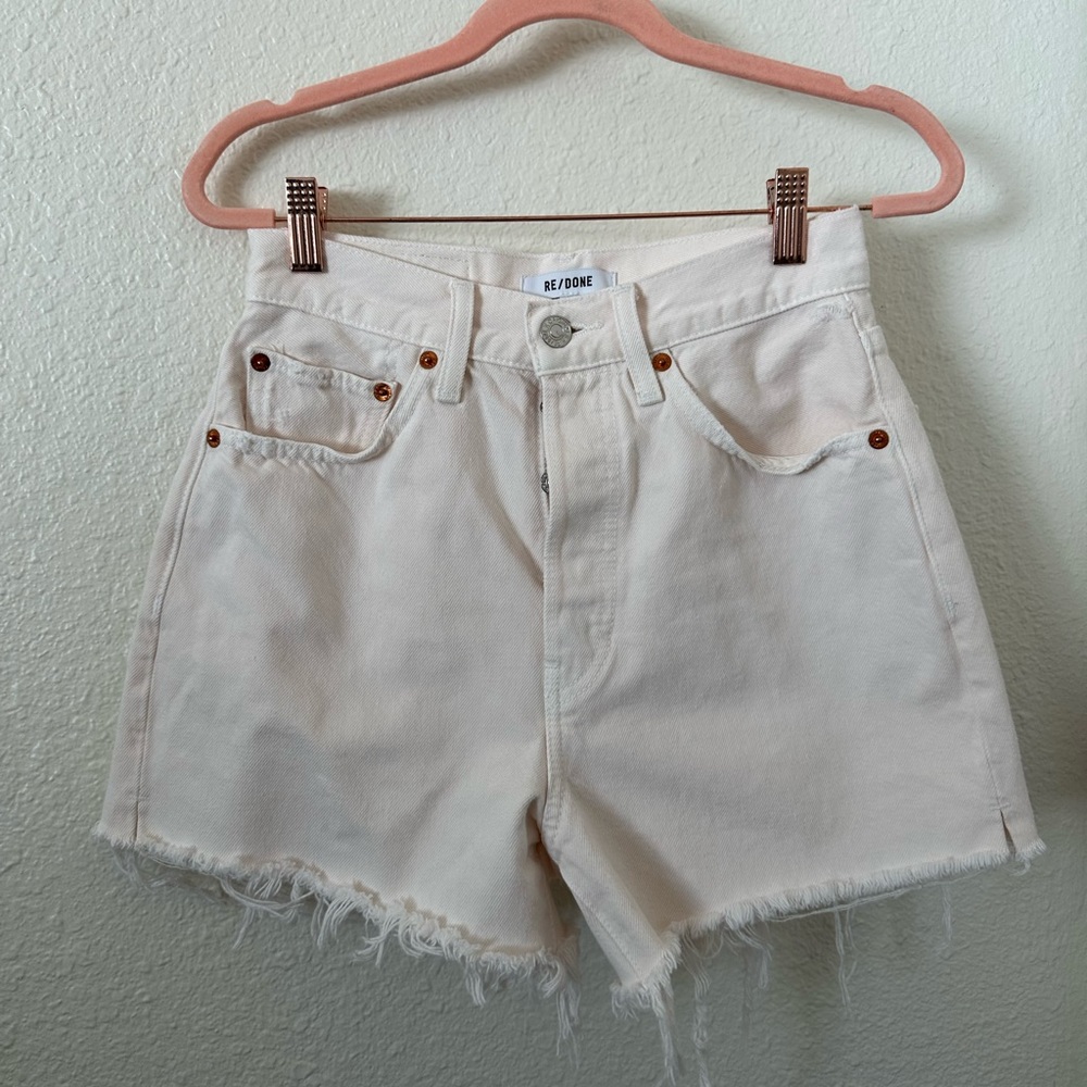 Re/done denim shorts in cream 25